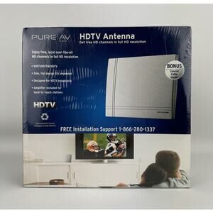 Belkin Pure AV HDTV Antenna AV48000 Bonus Coaxial Cable NEW SEALED